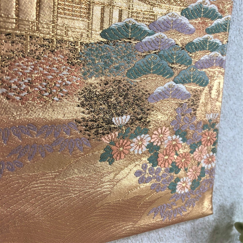 帯のタペストリー 京風景文様 帯リメイク167 タペストリー
