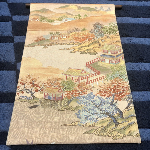 古布リメイク　手描きタペストリー キット】花尽くしのタペストリー【押し絵】【古布】 キット 和