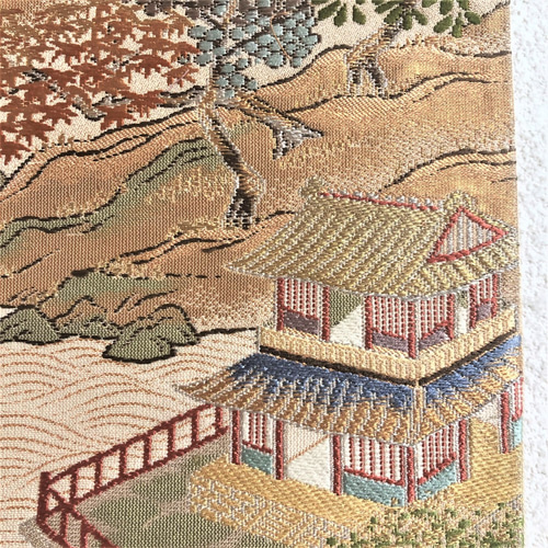 帯のタペストリー 京風景文様 帯リメイク167 タペストリー