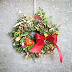 [Dry Cedar Christmas Wreath_S]クリスマス/新年/ドライフラワー/永遠の花/壁飾り 4枚目の画像