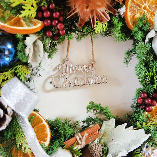 ドライシダークリスマスリース_L（シルバー）】クリスマス/新年/ドライ