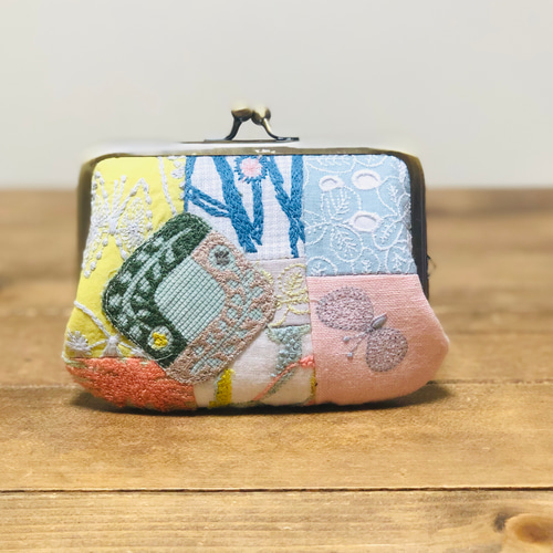 ⚮ミナペルホネン レア yura パッチワーク がま口ポーチ ハンドメイド 公式 ストアハンドメイド・手芸 - ⚮ミナペルホネン レア yura