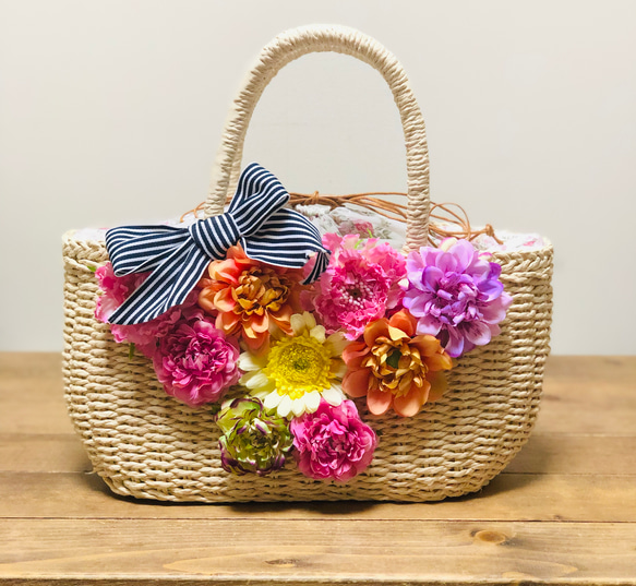お花いっぱい華やかな かごバック かごバッグ Rose Garden 通販  