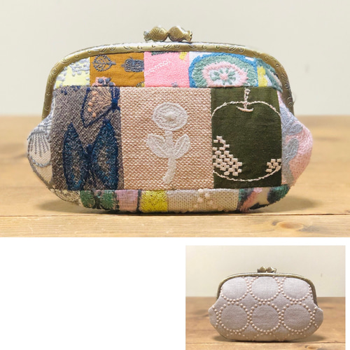 1点のみ ミナペルホネンhandmade パッチワークがま口ポーチ お財布 