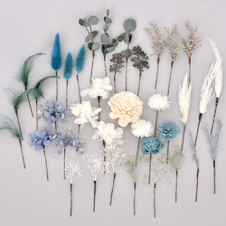 ヘッドドレス♡リストブーケ 青♡水色 ❁UTSUWA BLUE BOUQUET -M- ❁￥6600+送料 | UTSUWA FL