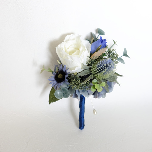 スタンド付】青バラのナチュラルブーケ ブーケ 花呟-kagen-ブライダル