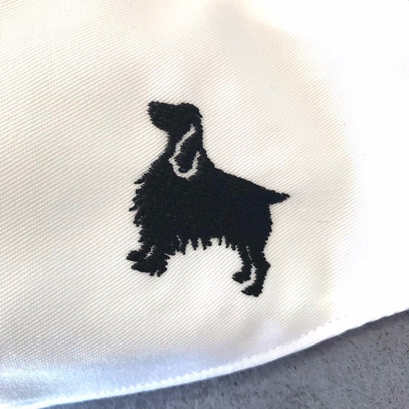 犬シルエット刺繍マスク ＊ イングリッシュ スプリンガー スパニエル／ESスパニエル／抗菌立体マスク／Mサイズ／受注制作 6枚目の画像