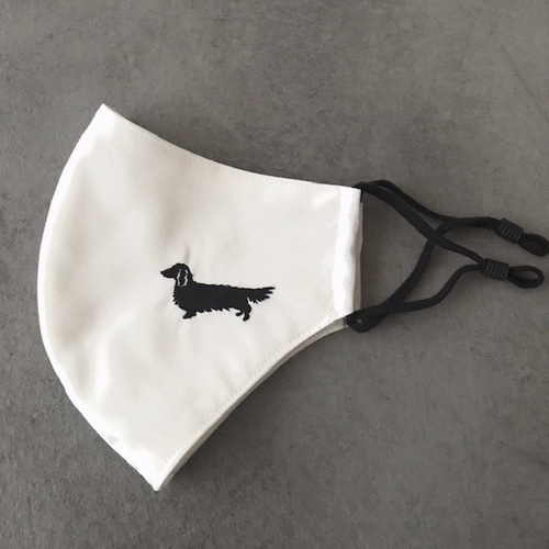 犬シルエット刺繍マスク ＊ ダックスフンド／抗菌立体マスク／Mサイズ