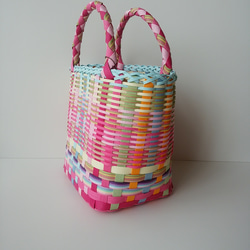 重たいバッグはもう持ちたくないあなたに。AWAworld｢Lサイズ｣ピンクミックスかごバッグです！ 2枚目の画像