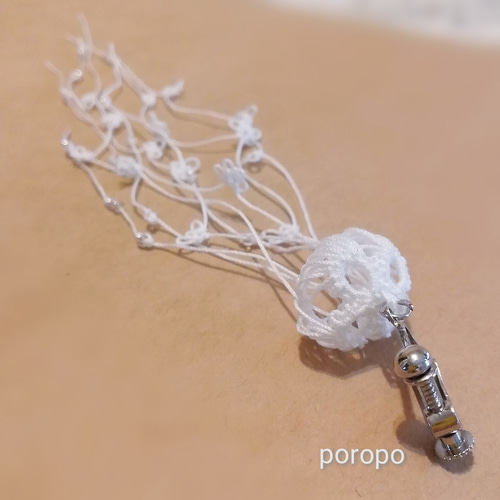 くらげ ふわり （レース編みのクラゲのピアス イヤリングに変更