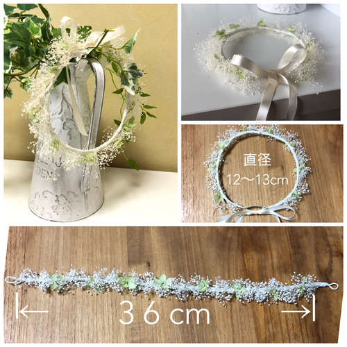 菜の花とかすみ草の花かんむり☆バースデーフォト リングガール 雑貨