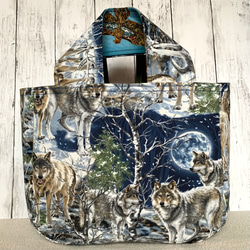 満月の森のオオカミたち　お買い物バッグ（大） 2枚目の画像