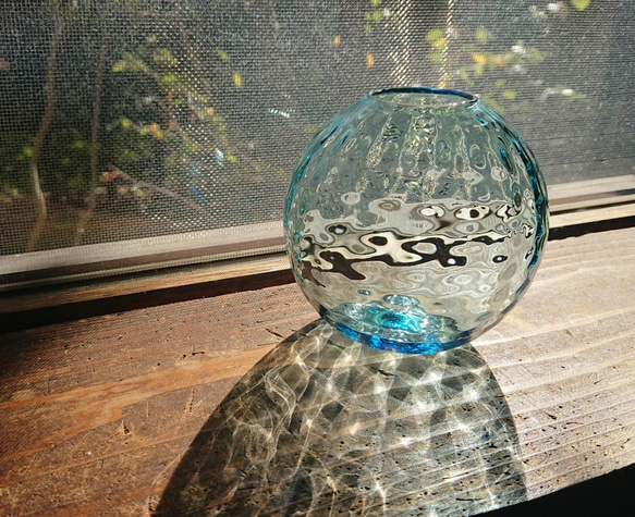 ワッフル丸花瓶～ブルー～ 2枚目の画像