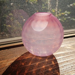 ワッフル丸花瓶～不透明ピンク～ 3枚目の画像