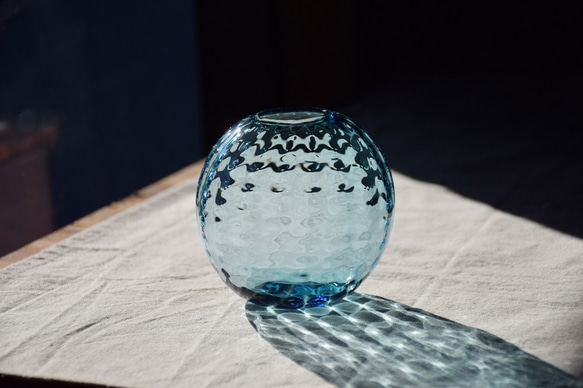 ワッフル丸花瓶～ターコイズブルー～ 1枚目の画像