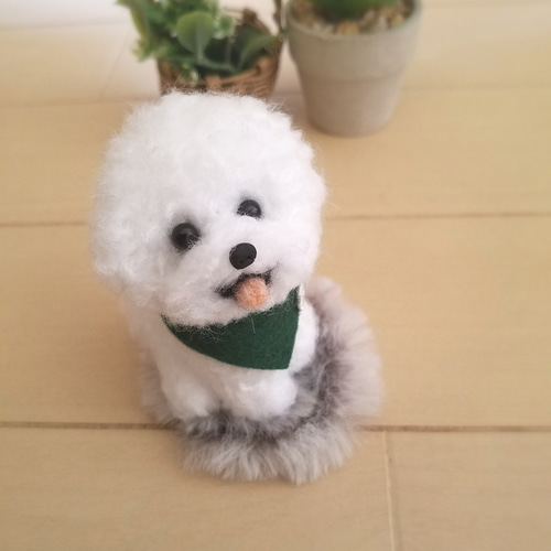 送料無料】羊毛フェルト ビションフリーゼ♡ 羊毛フェルト ♡ron 