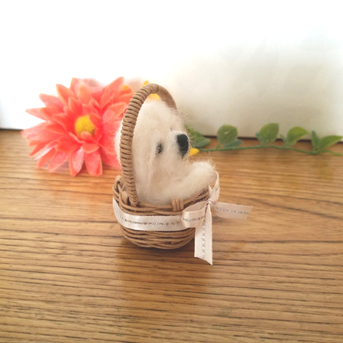 羊毛フェルト　ペキニーズ 羊毛フェルト】ペキニーズ・笑顔の白ペキちゃんやっと完成しました