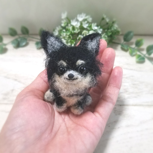 羊毛フェルト　チワワ 　ブラックタン 羊毛フェルト チワワ ハンドメイド チワワブラックタン 犬 羊毛