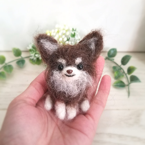 羊毛フェルト チワワ チョコタン ミニチュア インテリア 羊毛フェルト 
