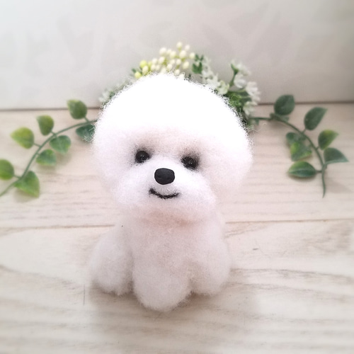 羊毛フェルト　ビションフリーゼ 羊毛フェルト ビションフリーゼ インテリア 羊毛フェルト ♡ron
