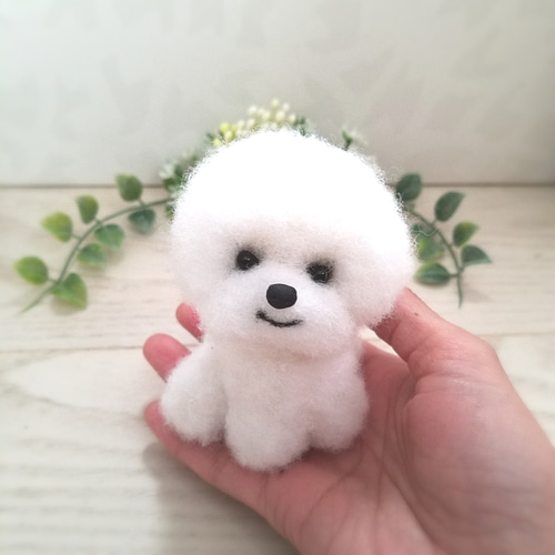 羊毛フェルト　ビションフリーゼ 羊毛フェルト ビションフリーゼ インテリア 羊毛フェルト ♡ron