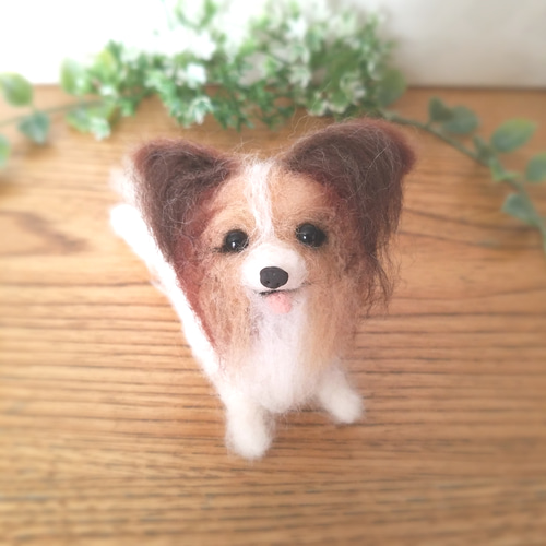 羊毛フェルト　パピヨン　犬 羊毛フェルト パピヨン ハンドメイド 犬 羊毛フェルト