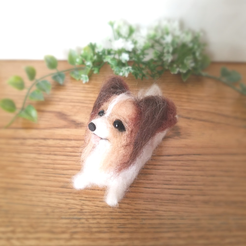 羊毛フェルト パピヨン 犬 ミニチュア インテリア 羊毛フェルト