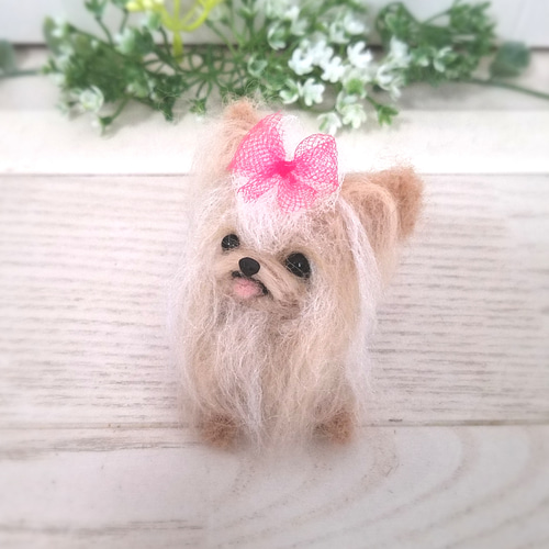 羊毛フェルト ハンドメイド ヨークシャテリア ダブルフレーム