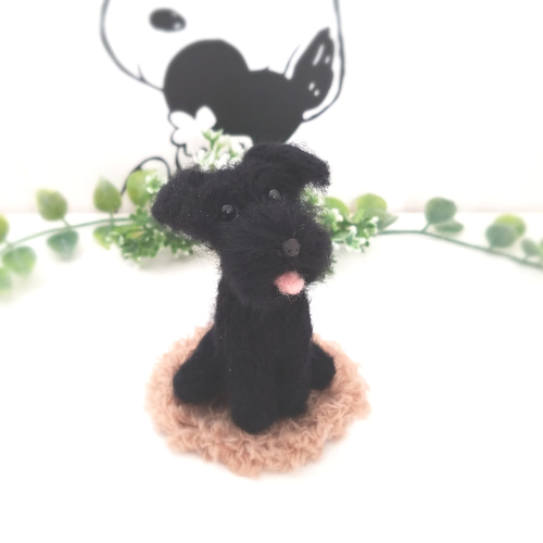 羊毛フェルト ミニチュアシュナウザー ブラック 羊毛フェルト ♡ron