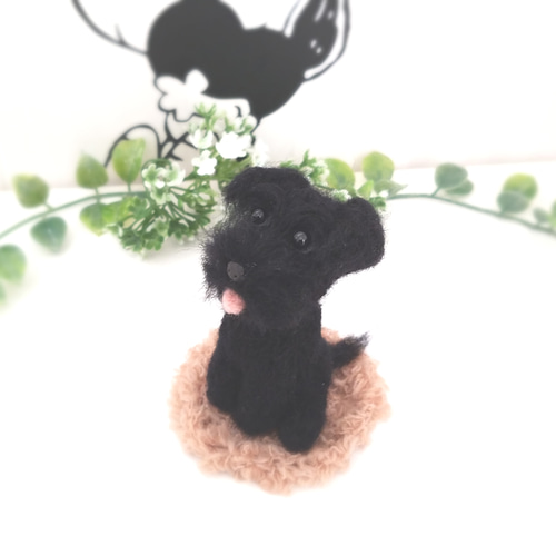 羊毛フェルト ミニチュアシュナウザー ブラック 羊毛フェルト ♡ron