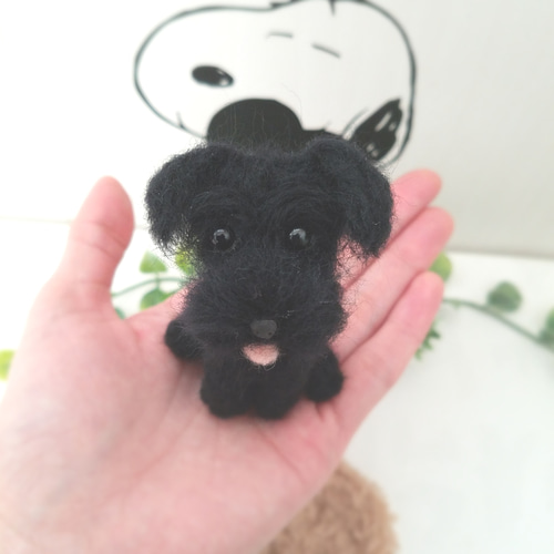 羊毛フェルト ミニチュアシュナウザー ブラック 羊毛フェルト ♡ron