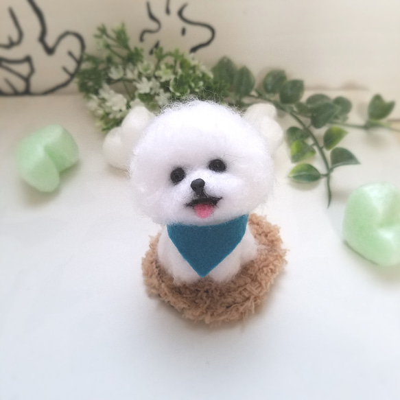 羊毛フェルト ビションフリーゼ ミニチュア 犬 羊毛フェルト ♡ron