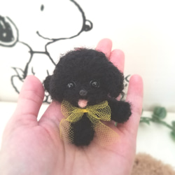 羊毛フェルト　トイプードル　黒　ブラック　ミニチュア　犬 5枚目の画像
