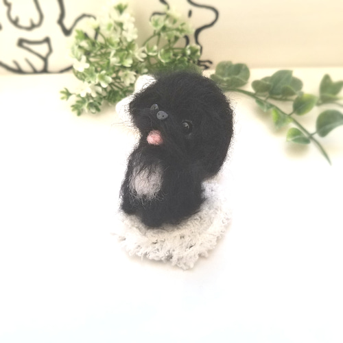 ティニー様専用 羊毛フェルト全身タイツ犬(黒プー ペキニーズ×狆
