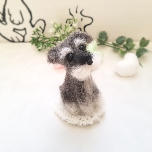 羊毛フェルト ミニチュアシュナウザー 犬 羊毛フェルト ♡ron♡ 通販