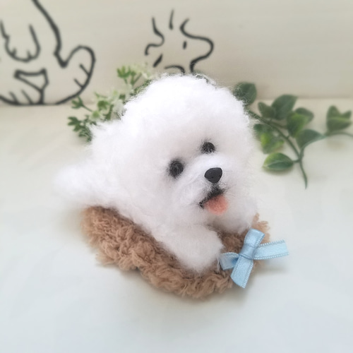 羊毛フェルト　ビションフリーゼ　アザラシ　犬　ハンドメイド　ミニチュア 羊毛フェルト ビションフリーゼ アザラシ 犬 ハンドメイド