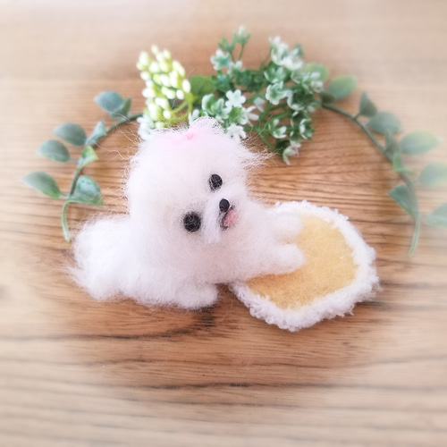 羊毛フェルト マルチーズ 子犬 ミニチュア 羊毛フェルト ♡ron