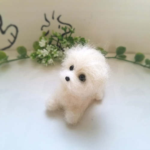 羊毛フェルト マルチーズ 子犬 羊毛フェルト ♡ron♡ 通販