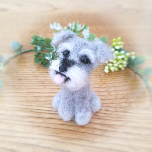 羊毛フェルト ミニチュアシュナウザー 犬 羊毛フェルト ♡ron♡ 通販