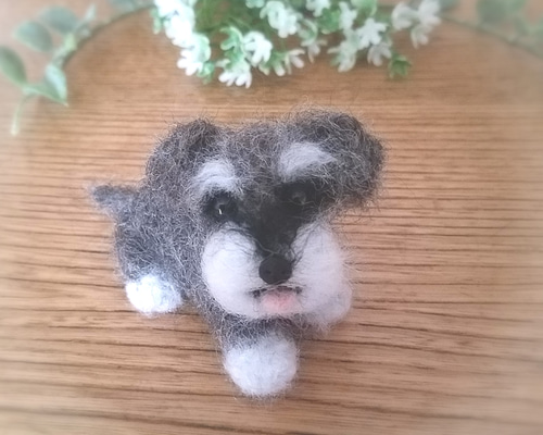 ミニチュアシュナウザー　羊毛フェルトフェルト　オーダー　犬 羊毛フェルト ミニチュアシュナウザー 犬 羊毛フェルト ♡ron
