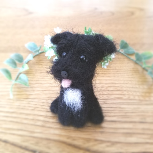 羊毛フェルト　ミニチュアシュナウザー　ブラック&シルバー　２点 羊毛フェルト ミニチュアシュナウザー 黒シュナちゃん、ブラック