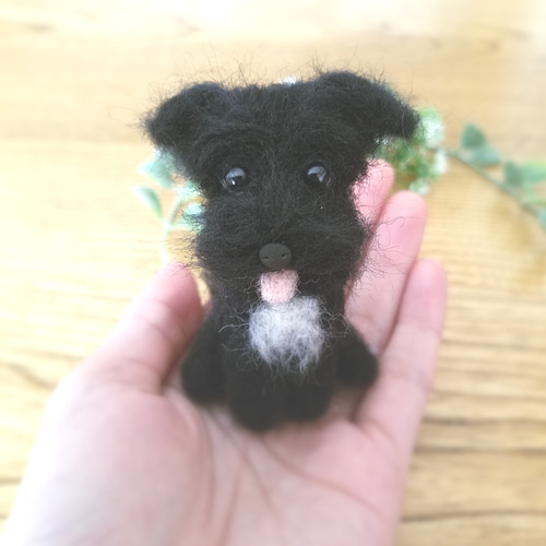 羊毛フェルト ミニチュアシュナウザー 黒 犬 羊毛フェルト ♡ron