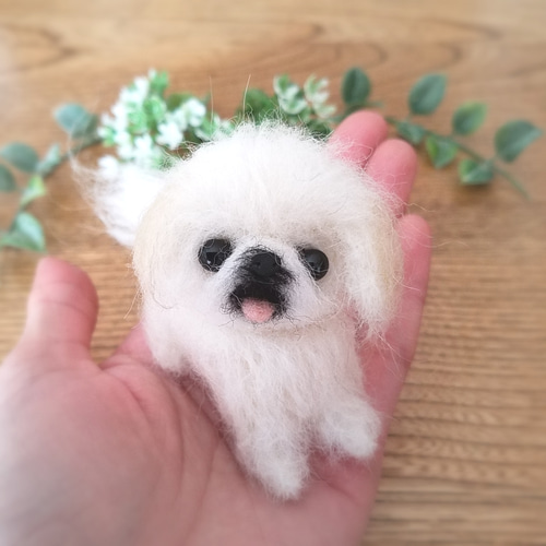 羊毛フェルト　ペキニーズ ペキニーズ犬マスコット 手のひらサイズ羊毛フェルト - おひさま