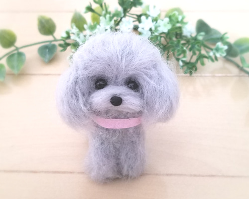 羊毛フェルト トイプードル シルバー 犬 羊毛フェルト ♡ron