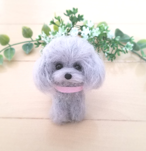 羊毛フェルト トイプードル シルバー 犬 羊毛フェルト ♡ron