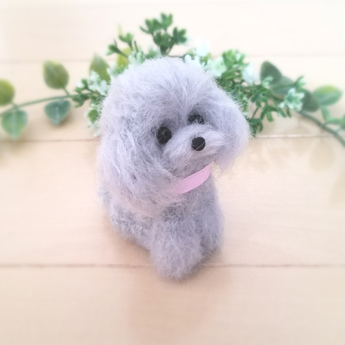 羊毛フェルト トイプードル シルバー 犬 羊毛フェルト ♡ron