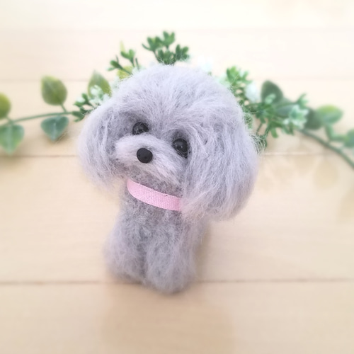 羊毛フェルト　トイプードル　みぃー 羊毛フェルト トイプードルちゃん（伏せ） 羊毛フェルト