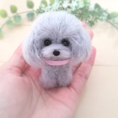 羊毛フェルト 犬 トイプードル シルバー 羊毛フェルト トイプードル シルバー 犬 羊毛フェルト ♡ron