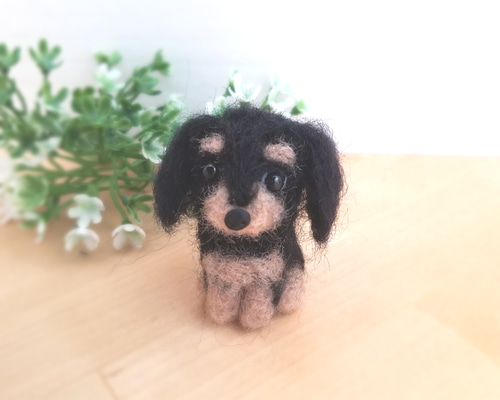 送料無料】羊毛フェルト ミニチュアダックス♡子犬 ブラックタン 羊毛