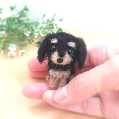 送料無料】羊毛フェルト ミニチュアダックス♡子犬 ブラックタン 羊毛